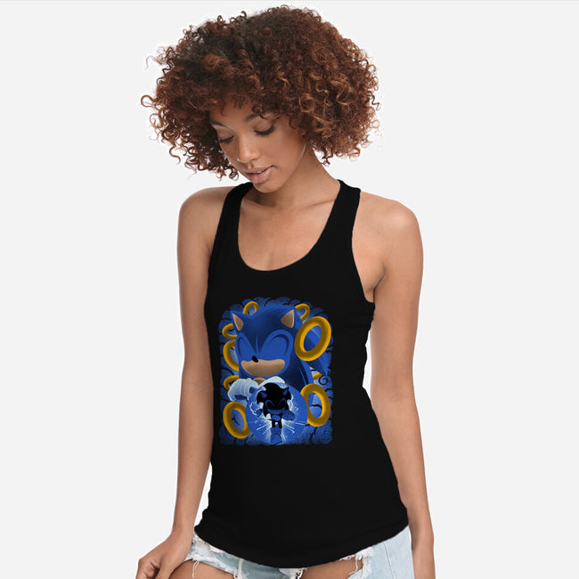 Classic Blue Hedgehog-Womens-Racerback-Tank-rmatix