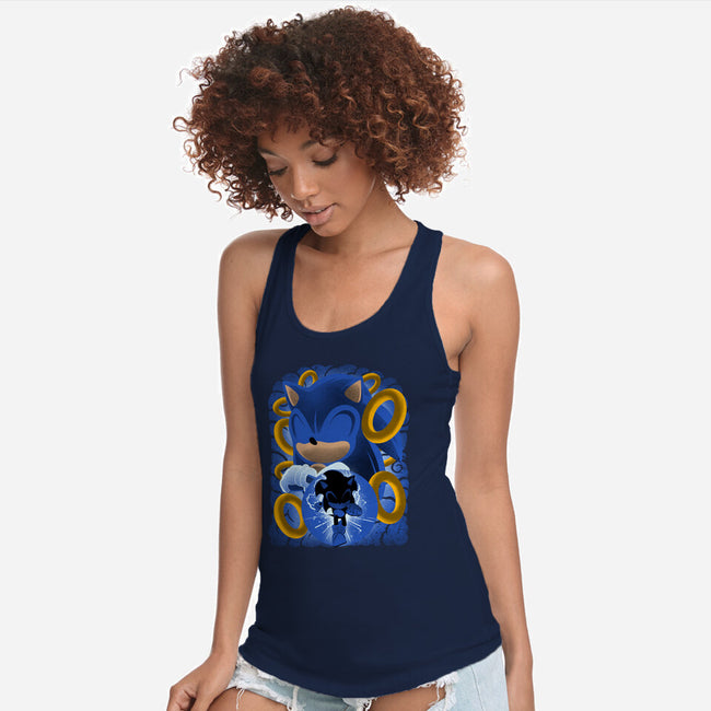 Classic Blue Hedgehog-Womens-Racerback-Tank-rmatix