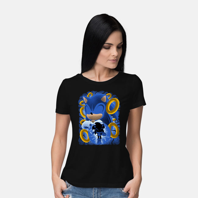 Classic Blue Hedgehog-Womens-Basic-Tee-rmatix