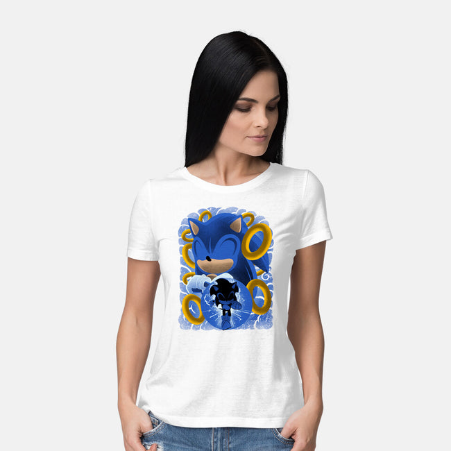 Classic Blue Hedgehog-Womens-Basic-Tee-rmatix