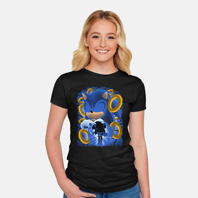 Classic Blue Hedgehog-Womens-Fitted-Tee-rmatix