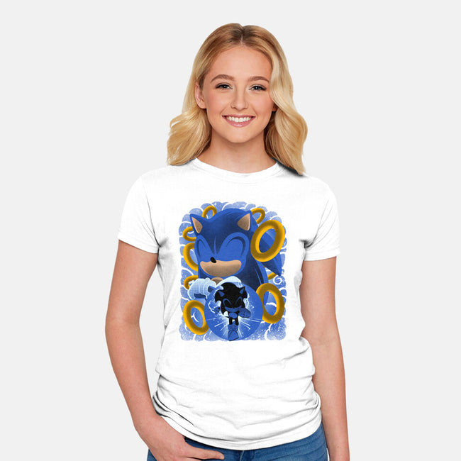 Classic Blue Hedgehog-Womens-Fitted-Tee-rmatix