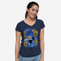 Classic Blue Hedgehog-Womens-V-Neck-Tee-rmatix