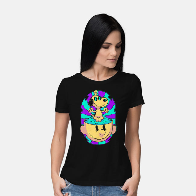 Psychedelic Beagle Kid-Womens-Basic-Tee-Studio Mootant