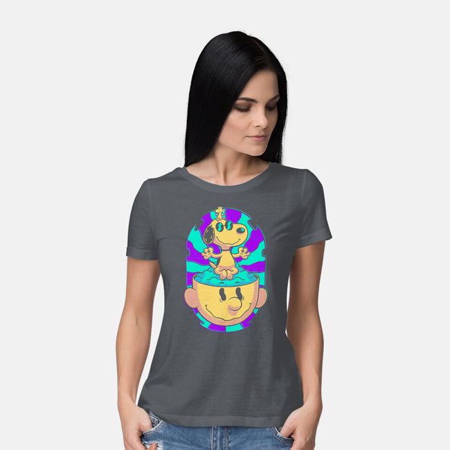 Psychedelic Beagle Kid-Womens-Basic-Tee-Studio Mootant
