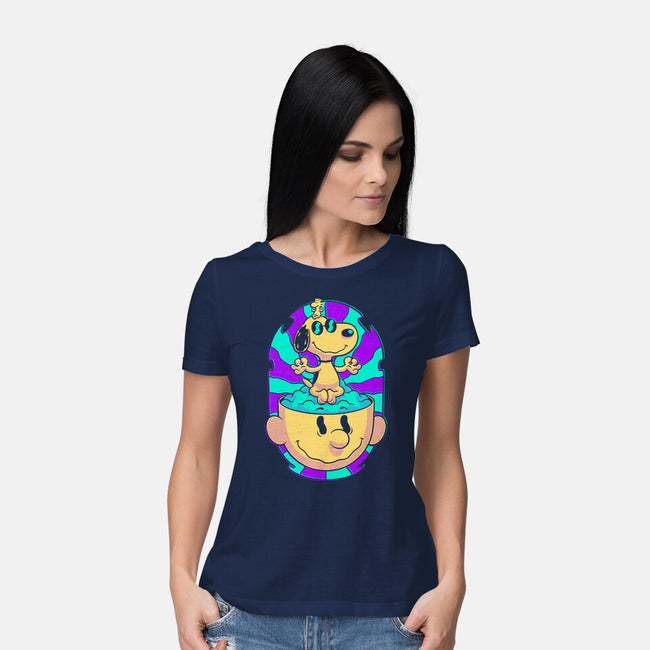 Psychedelic Beagle Kid-Womens-Basic-Tee-Studio Mootant