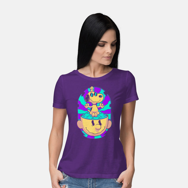 Psychedelic Beagle Kid-Womens-Basic-Tee-Studio Mootant