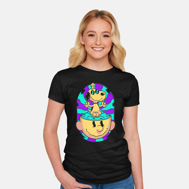 Psychedelic Beagle Kid-Womens-Fitted-Tee-Studio Mootant