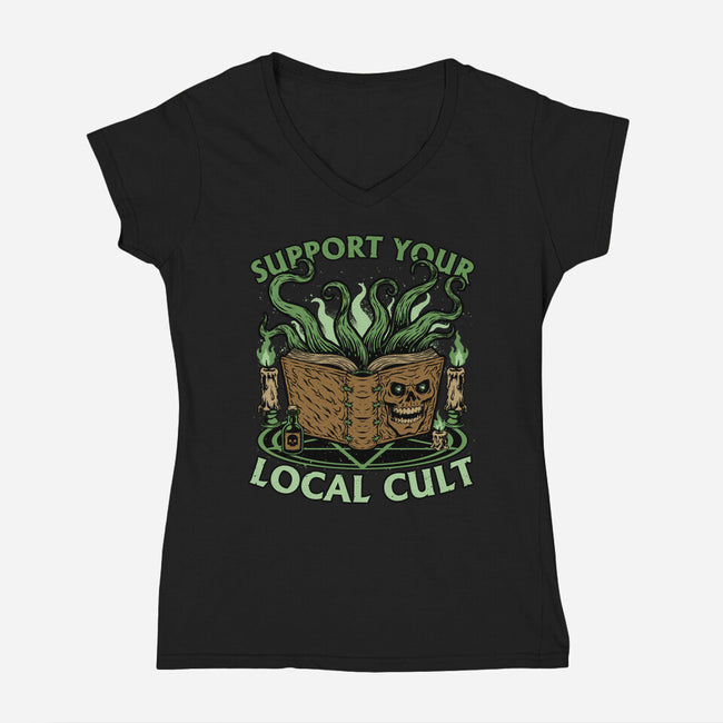 Necronomicon Cultist Book-Womens-V-Neck-Tee-Studio Mootant