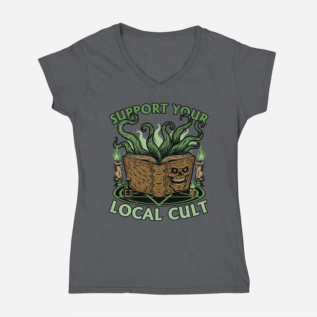Necronomicon Cultist Book-Womens-V-Neck-Tee-Studio Mootant