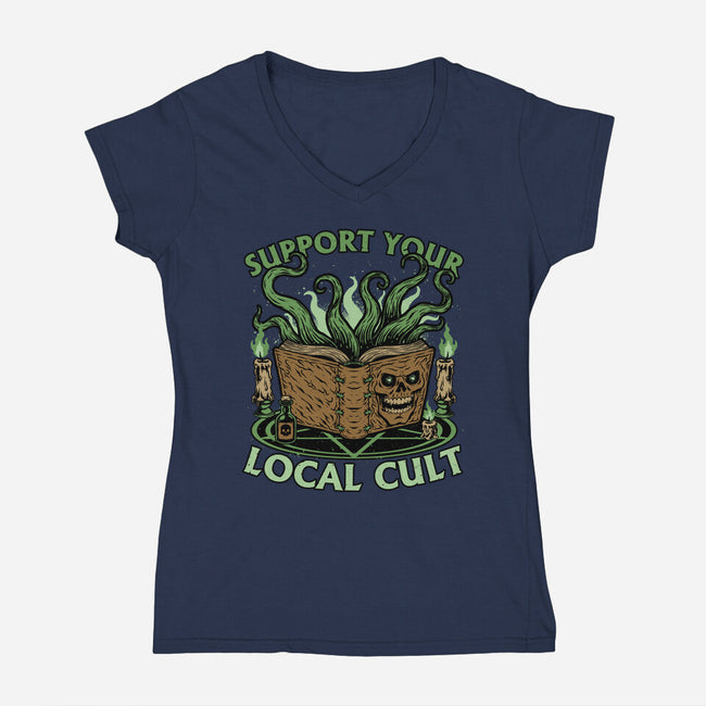 Necronomicon Cultist Book-Womens-V-Neck-Tee-Studio Mootant