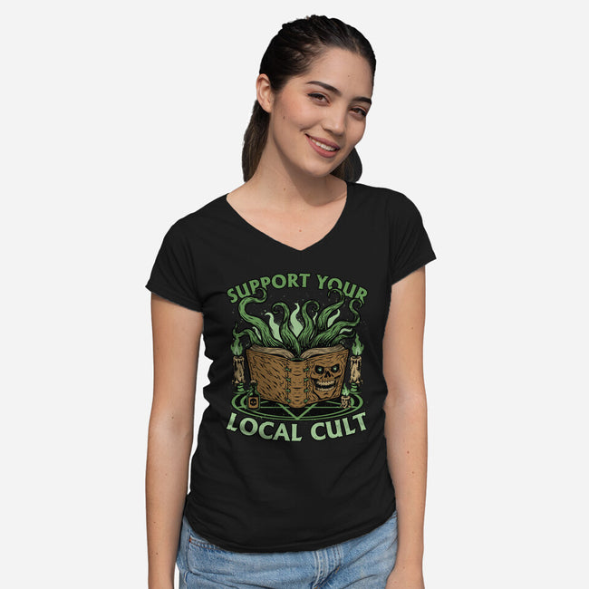 Necronomicon Cultist Book-Womens-V-Neck-Tee-Studio Mootant