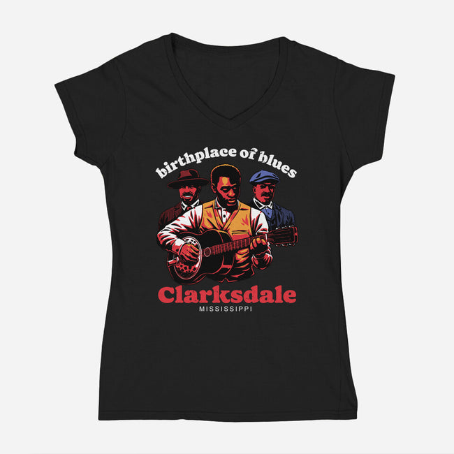 Horror Vampires Blues-Womens-V-Neck-Tee-Studio Mootant