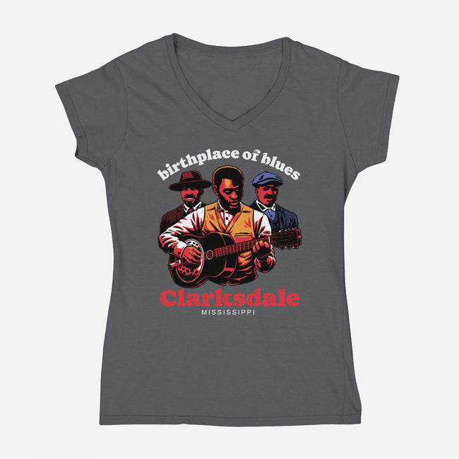 Horror Vampires Blues-Womens-V-Neck-Tee-Studio Mootant