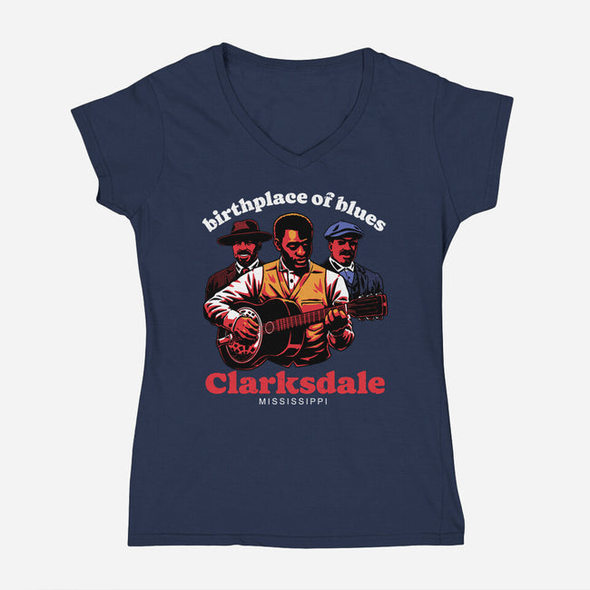 Horror Vampires Blues-Womens-V-Neck-Tee-Studio Mootant