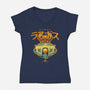 Robotnik Final Boss-Womens-V-Neck-Tee-grevalra
