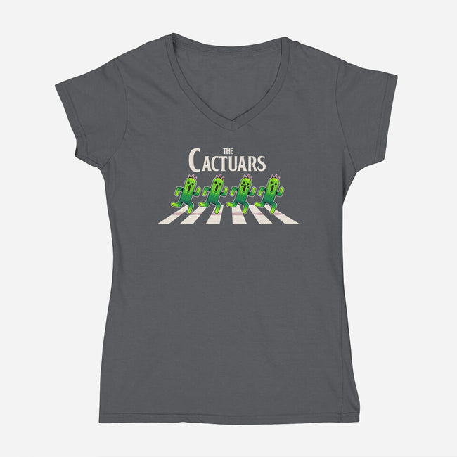 The Cactuars-Womens-V-Neck-Tee-2DFeer