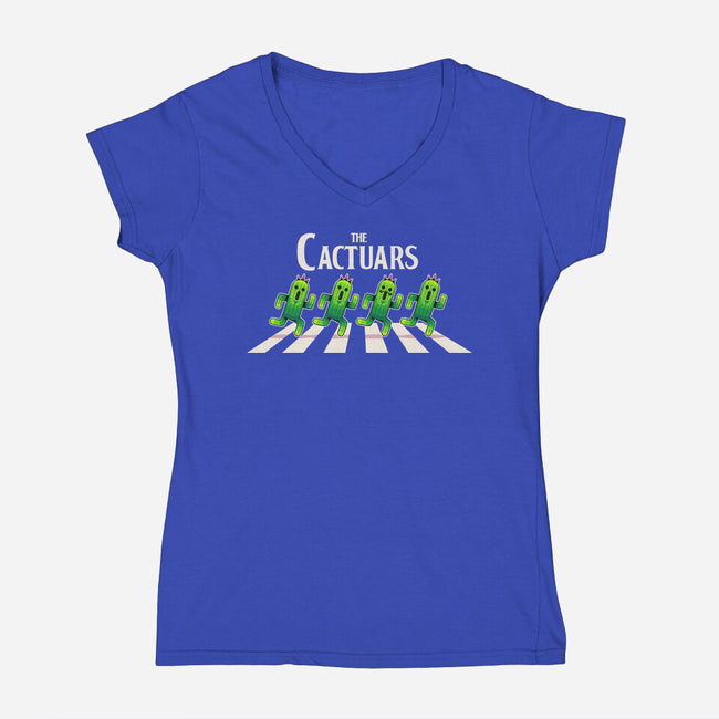 The Cactuars-Womens-V-Neck-Tee-2DFeer
