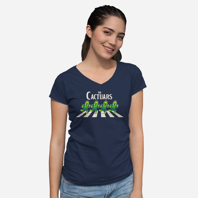 The Cactuars-Womens-V-Neck-Tee-2DFeer