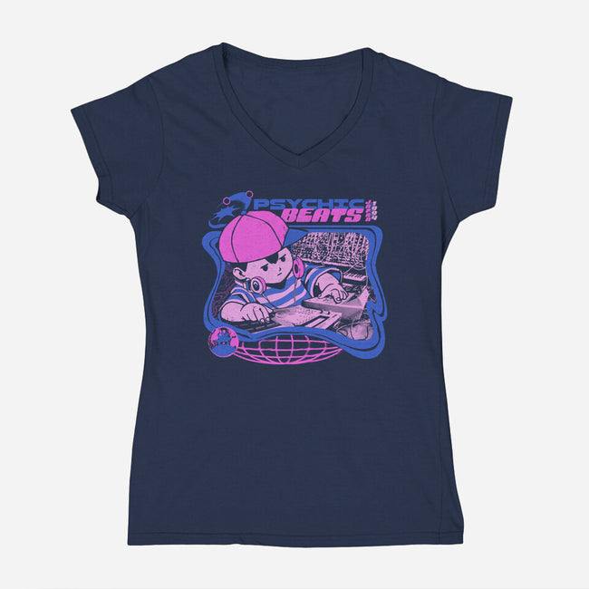 Psychic Beats-Womens-V-Neck-Tee-ilustrata