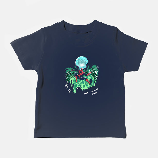 Mysterio Over The Spider-Baby-Basic-Tee-zascanauta