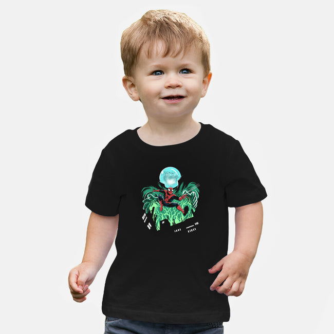 Mysterio Over The Spider-Baby-Basic-Tee-zascanauta