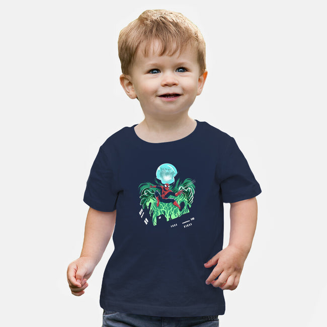 Mysterio Over The Spider-Baby-Basic-Tee-zascanauta