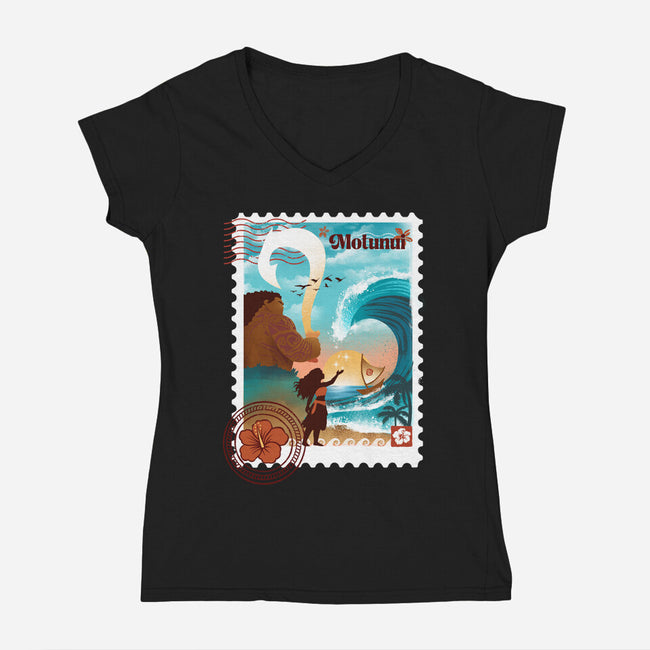 Motunui Stamp-Womens-V-Neck-Tee-dandingeroz