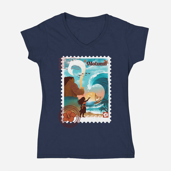 Motunui Stamp-Womens-V-Neck-Tee-dandingeroz
