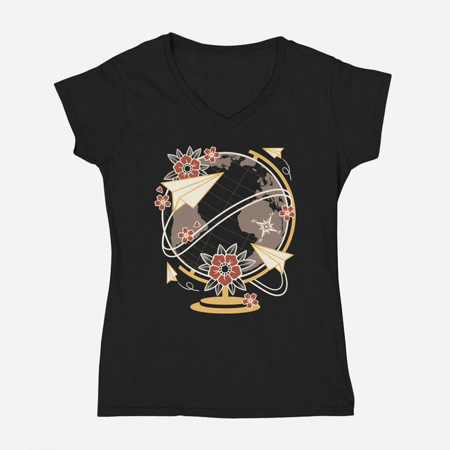 Origami Airplane-Womens-V-Neck-Tee-NemiMakeit