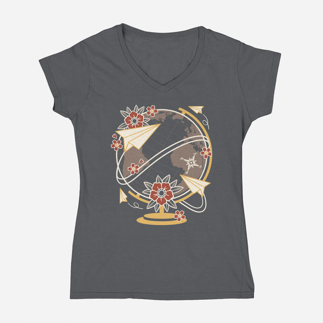Origami Airplane-Womens-V-Neck-Tee-NemiMakeit
