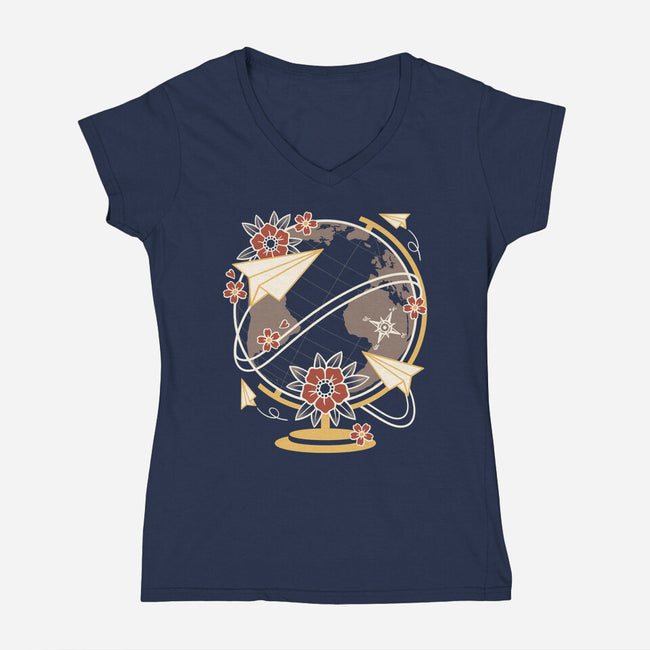 Origami Airplane-Womens-V-Neck-Tee-NemiMakeit