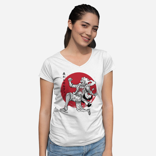 The Awakening Of Sun God Sumi-e-Womens-V-Neck-Tee-DrMonekers