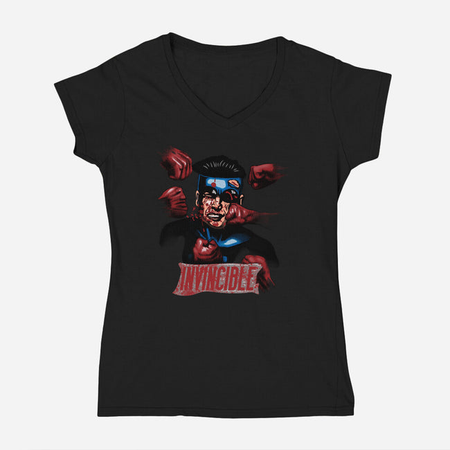 Invincible Nobody-Womens-V-Neck-Tee-Samuel