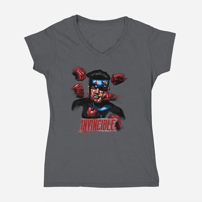 Invincible Nobody-Womens-V-Neck-Tee-Samuel