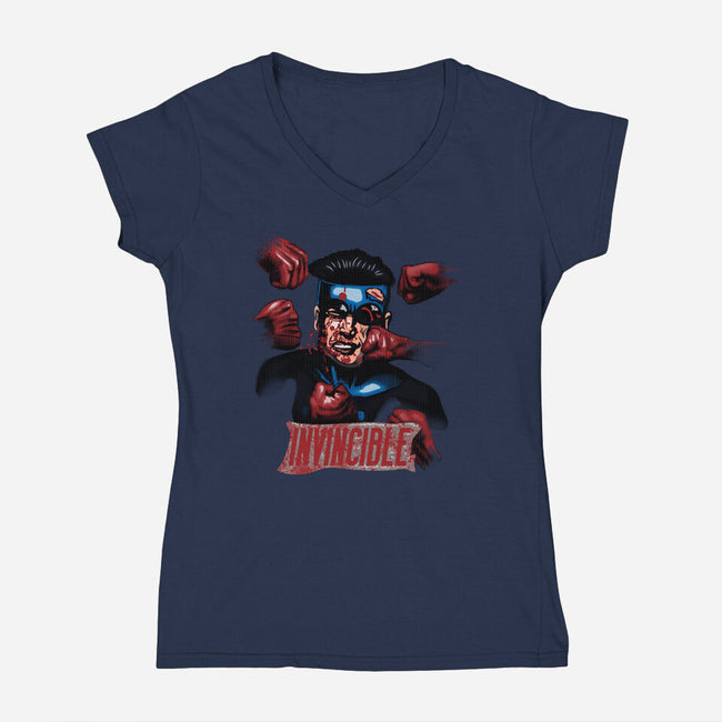 Invincible Nobody-Womens-V-Neck-Tee-Samuel