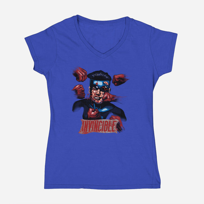 Invincible Nobody-Womens-V-Neck-Tee-Samuel
