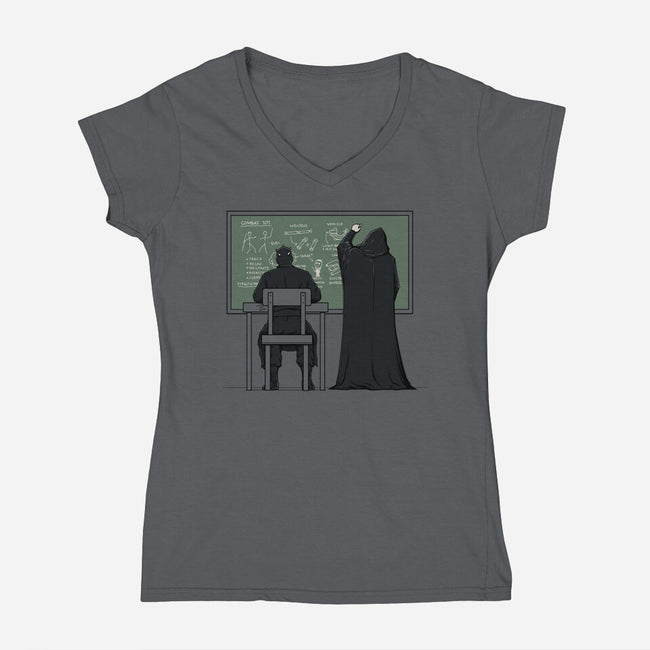 Combat 101-Womens-V-Neck-Tee-pigboom