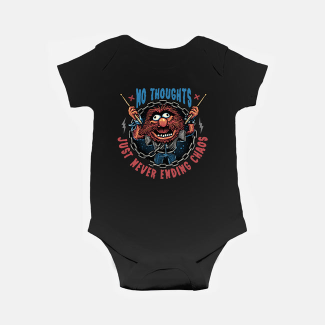 No Thoughts Just Never Ending Chaos-Baby-Basic-Onesie-glitchygorilla