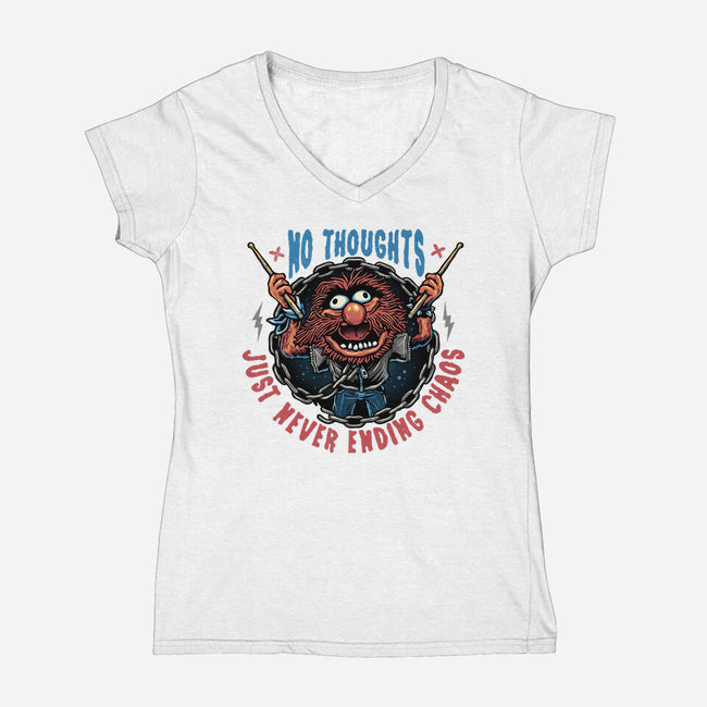No Thoughts Just Never Ending Chaos-Womens-V-Neck-Tee-glitchygorilla