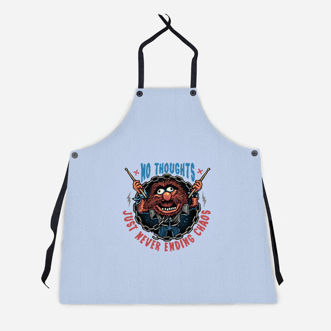 No Thoughts Just Never Ending Chaos-Unisex-Kitchen-Apron-glitchygorilla