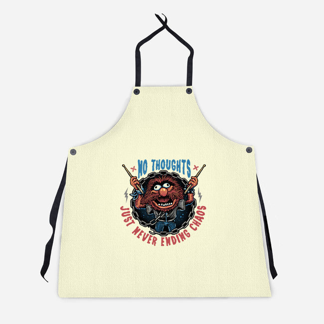 No Thoughts Just Never Ending Chaos-Unisex-Kitchen-Apron-glitchygorilla