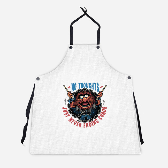 No Thoughts Just Never Ending Chaos-Unisex-Kitchen-Apron-glitchygorilla