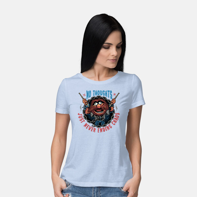 No Thoughts Just Never Ending Chaos-Womens-Basic-Tee-glitchygorilla