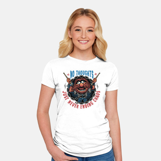 No Thoughts Just Never Ending Chaos-Womens-Fitted-Tee-glitchygorilla
