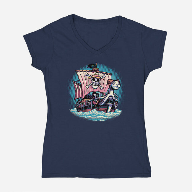 In The Mercy Of The Sea-Womens-V-Neck-Tee-glitchygorilla