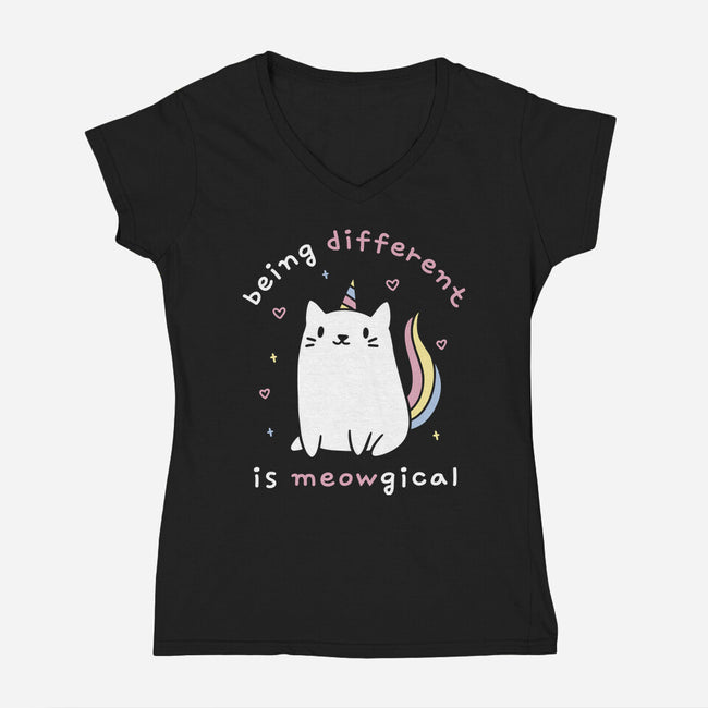 Being Different Is Meowgical-Womens-V-Neck-Tee-brunopires