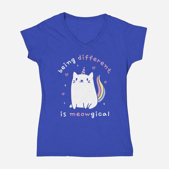 Being Different Is Meowgical-Womens-V-Neck-Tee-brunopires