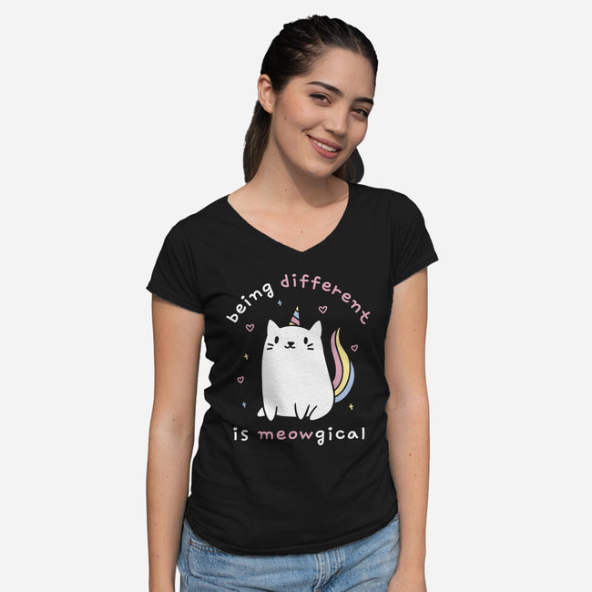 Being Different Is Meowgical-Womens-V-Neck-Tee-brunopires