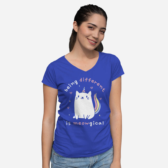 Being Different Is Meowgical-Womens-V-Neck-Tee-brunopires